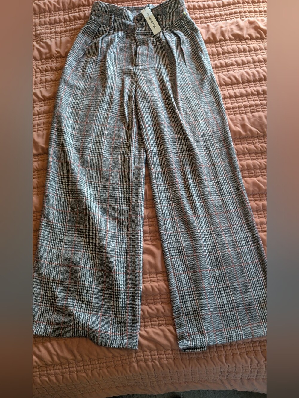 NWT Commense Plaid High Waisted Wide Leg Pants Medium